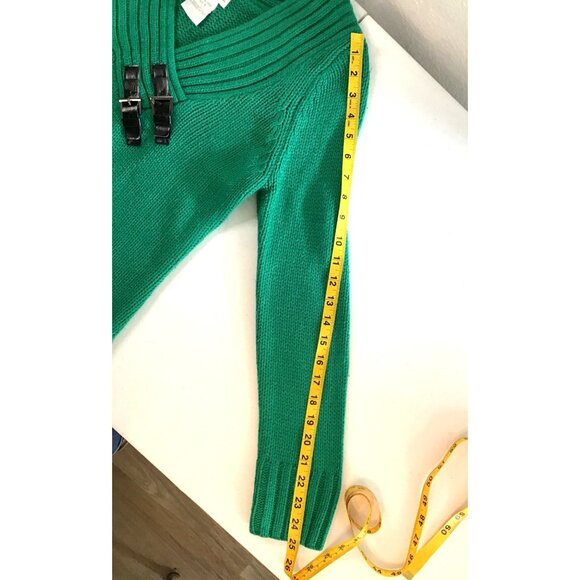 MONROE & MAIN- WOMENS KNIT LONG SLEEVE GREEN V-NECK SWEATER SIZE SMALL - Picture 4 of 6